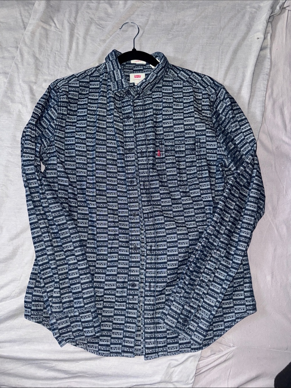 Levi's Men's / Women’s Navy Patterned Button-Down Shirt